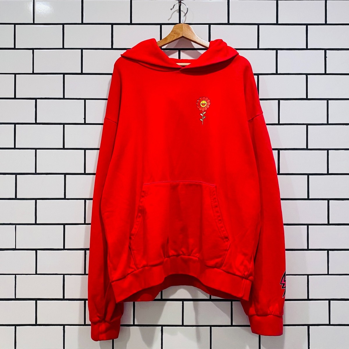 J BALVIN MORADO X TAKASHI MURAKAMI FLOWER HOODIE RED EXCLUSIVE