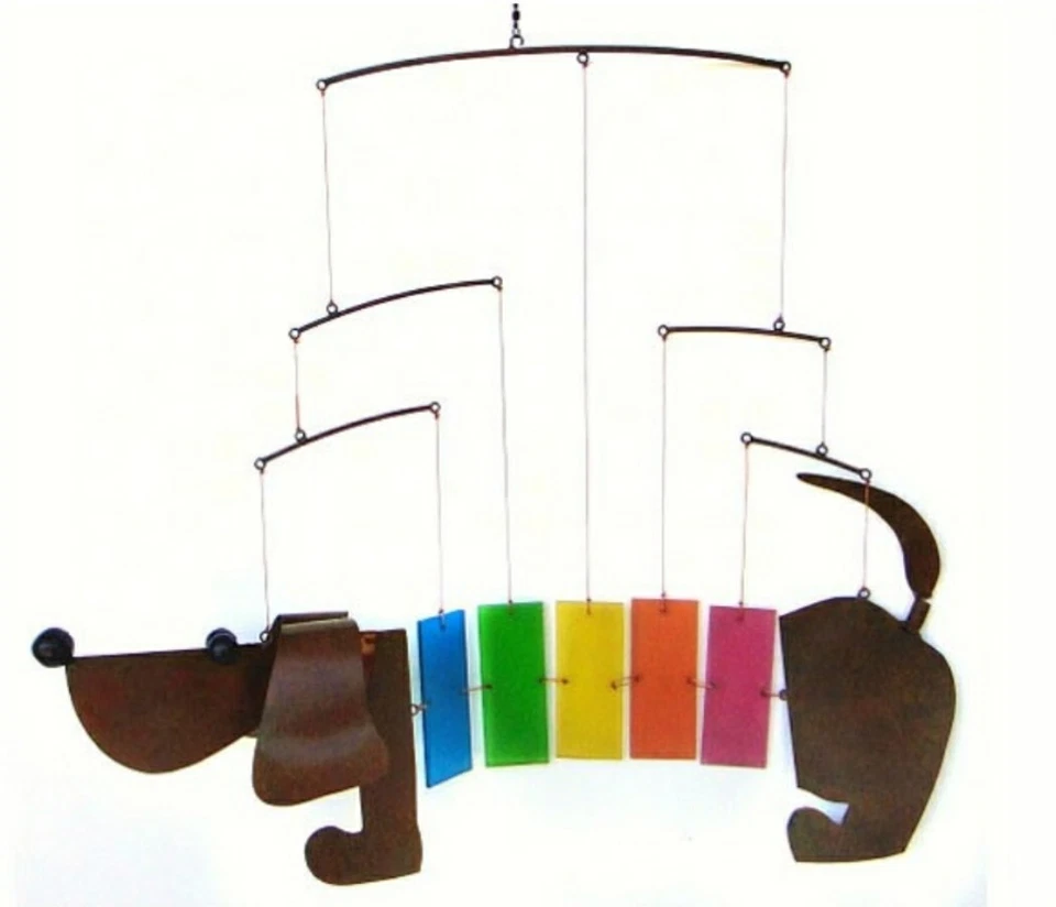 CUT GLASS RAINBOW DACHSHUND MOBILE CHIME WEINER DOG GEBLUEG478 BLUE HANDWORKS - Image 2 of 2