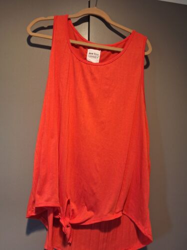 New York Laundry Women's Orange Tank Size 3X Lightweight Tie Hem Longer Back