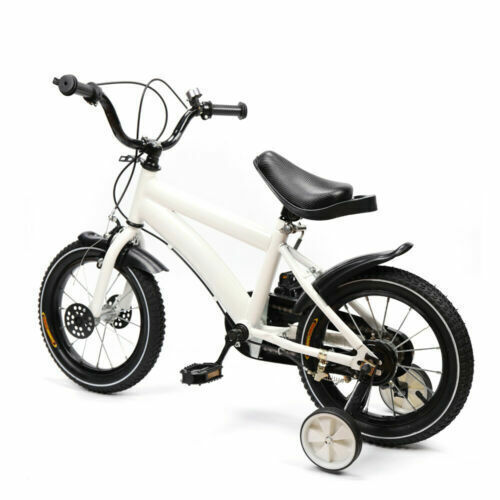 14" White Bike Boys & Girls Bicycle with Training Wheels For 3/4/5/6 Years Old