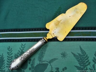 Pelle à Gâteau Ancienne – Lys Doré, Argent, France – Orfèvrerie Vintage