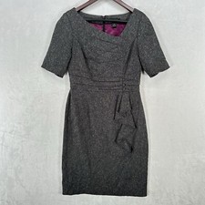 White House Black Market Dress Womens 4 Gray Sheath Wedding Ruffle Career