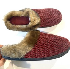 TOTES NEW Womens Large 8-9 Burgundy Toasties Memory Foam Faux Fur Slippers TR3