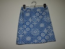 Womens Skirt-TALBOTS-blue/white floral cotton stretch lined side zip-2P