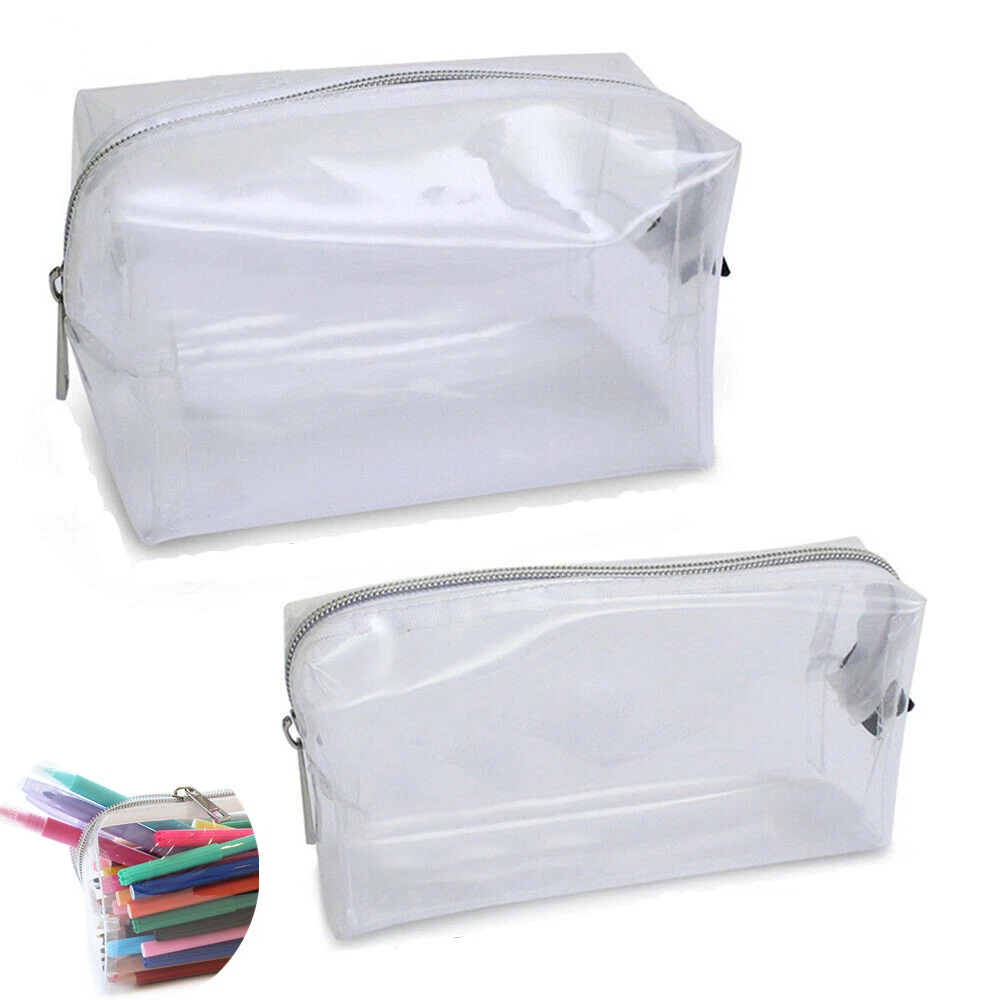 Large or Small Clear Exam See Through Transparent Pencil Case Toiletry Bag  Home