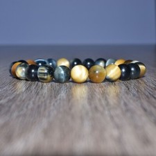 Natural Mixed Tiger's Eye Stone Bracelet 8mm Gemstone Stretch Bracelet Handmade