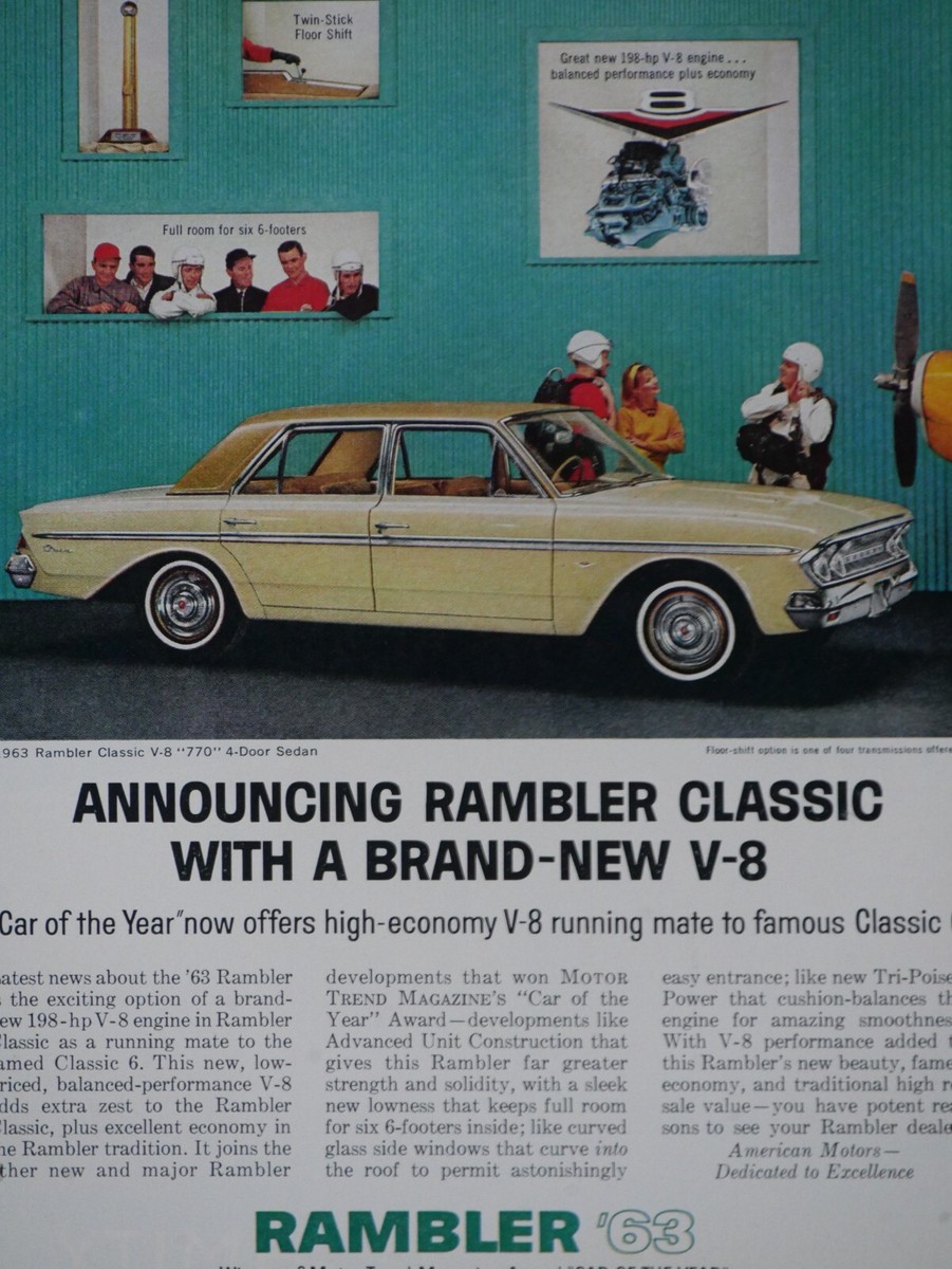 1963 Rambler Classic 770 Vintage Yellow 4 Door Sedan Original