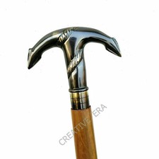 Nautical Marine Ship Anchor Brass Head Handle Wooden walking stick Antique Cane