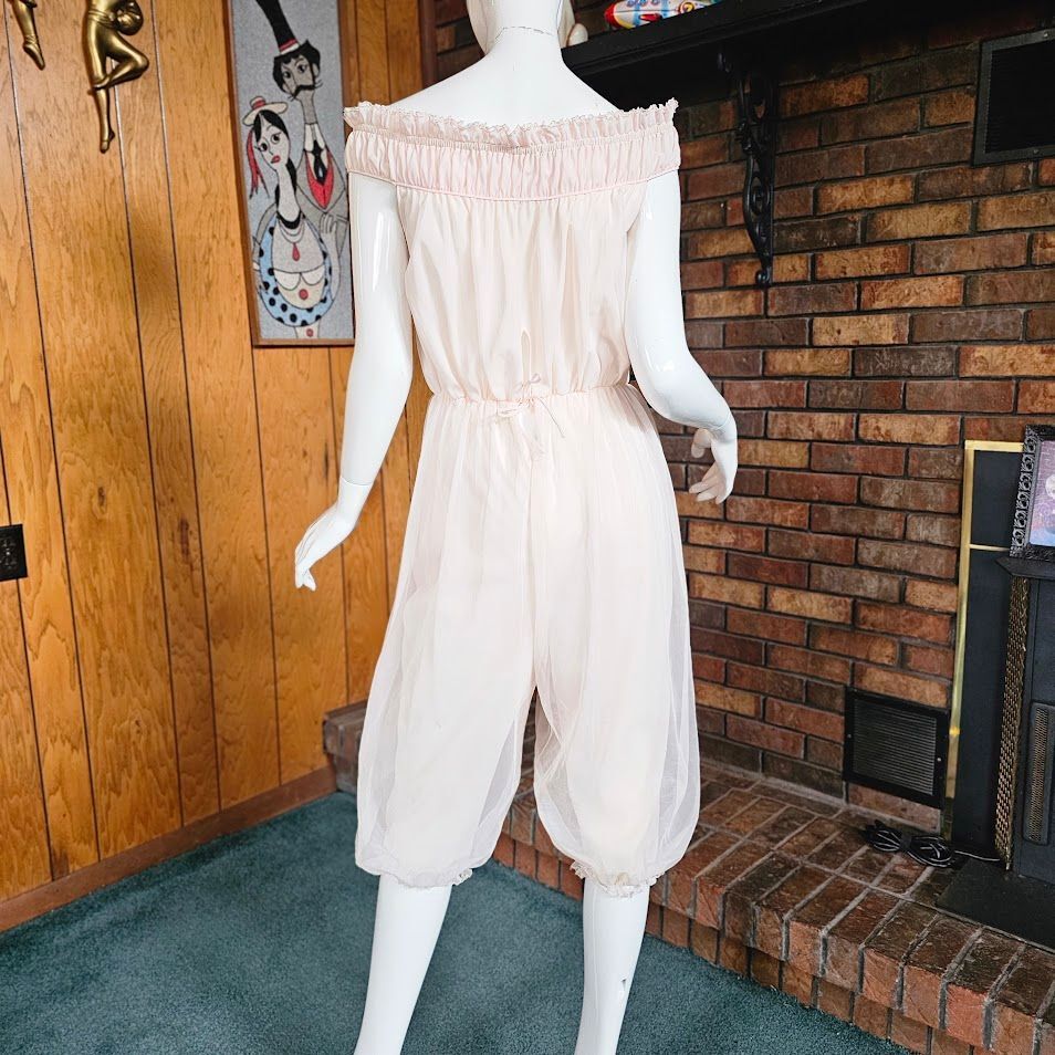 Vtg 60s Sheer Pink Genie Pinup Lingerie Nylon Paj… - image 6