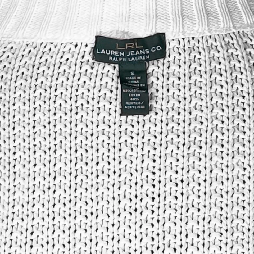 Ralph Lauren Womens Sweater White Cable Knit Zip Preppy Old Money Knit Jacket S - Image 4 of 4