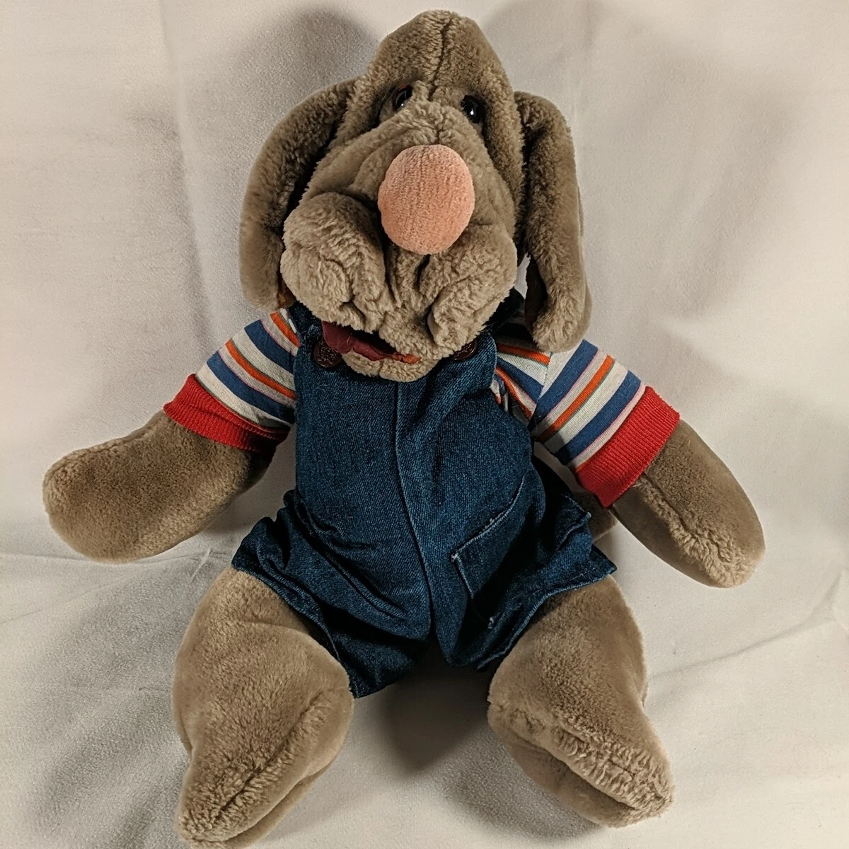 Vintage 1981 Ganz Bros Wrinkles The Dog Overalls Hand Puppet Plush