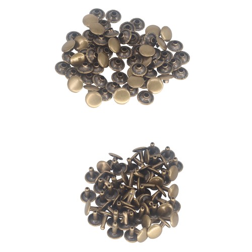 Double Cap Rivets Studs Leather Craft Repair Tubular Stud For DIY Bag 100pcs - Picture 3 of 15