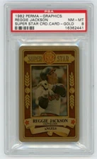 1982 Perma-Graphics SuperStar Credit Card Gold Reggie Jackson HOF PSA 8 NM-Mint