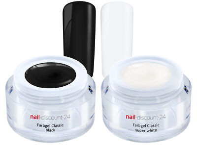 BLACK & WHITE 2x Color Farb UV Gel SET LED GEL French Nagel Lack Nail Art weiss