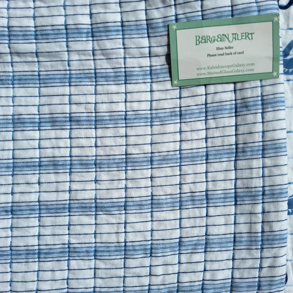 Sigrid Olsen Seahorse Beach 3pc Full Queen Quilt  Blue White Reversible Stripe - Image 4 of 4