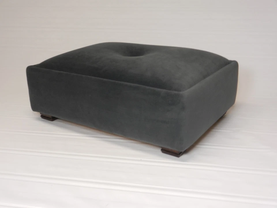 Large Tufted Suede Footstool Available In 7 Colors - Image 4 of 4
