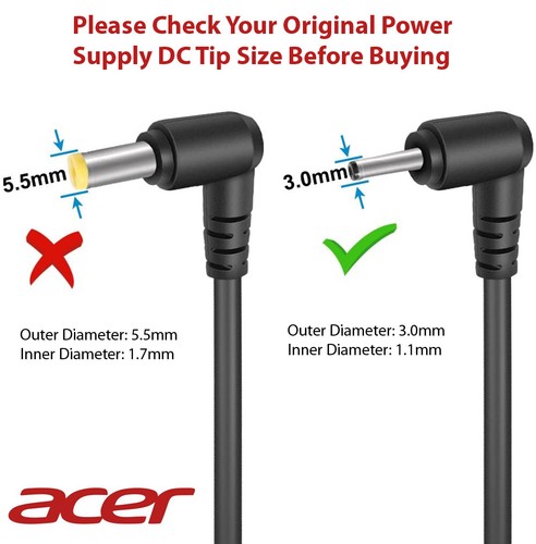 Acer Aspire 5 (A515-54G) Laptop Charger AC Adapter Power Cable Genuine Original - Picture 4 of 6