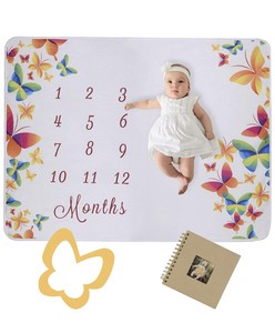 Baby Milestone Blanket Girl - Floral Soft Flannel Fleece ...