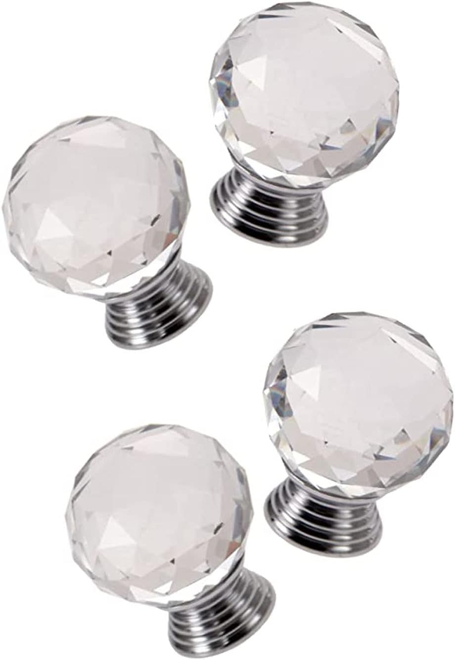4PCS round Diamond Knob, 30Mm/1.18 Inch Crystal Glass Pull, Ball Clear Handle, F