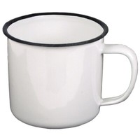 Mfh Fox Outdoor Emaille Tasse Weiß Schwarz 350 Ml Campingtasse 8Cm Becher Kaffee