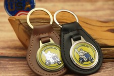 RARE VINTAGE 1970s MICHELIN MAN TIRES Leather CAR SCOTTER Key Chain Ring Fob NOS