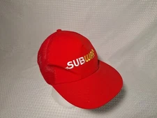 Vintage 1980s Subway Logo Red Cap Hat Food Service Employee Adjustable