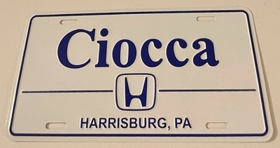 Ciocca Honda Dealership Booster License Plate Harrisburg Pennsylvania Dealer