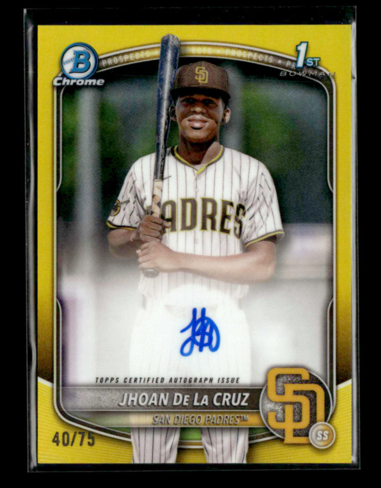 Jhoan De La Cruz 2025 Bowman Chrome Prospects 1st Auto Yellow 40/75 [xlz