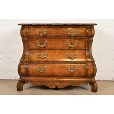 Baker Furniture Dutch Baroque Burled Walnut Bombe Chest or Commode