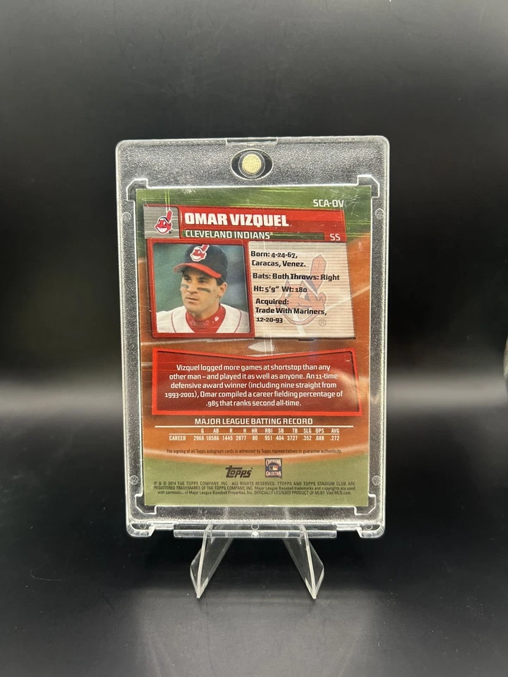 Stadium Club Omar Vizquel 2014 #SCA-OV autógrafo/50 automático SP Cleveland Guardians Foto 4 de 4