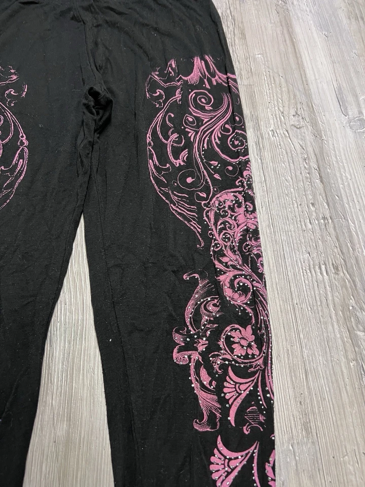 Leggings Vintage Vocal Para Mujer Estrás Y2K Moda Estilo Aflicción Negros Talla L Foto 4 de 4