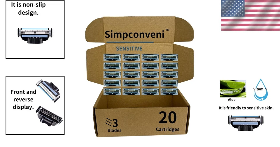 20 recambios de hoja de afeitar Sensitive Skin - compatible con Match3 para suavidad todo el día Foto 2 de 4