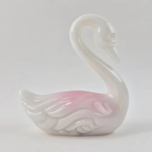 Vintage Fenton Art Glass Rosalene Swan Figurine #5161 RE 1978 Pink Opalescent