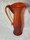 Fabulous Mid Century Vintage Blenko Orange Pitcher Vase Handblown Art Glass
