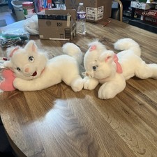 2 Walt Disney Marie Kitten Kitty Cat Plush White Pink Heart Pillow Laying