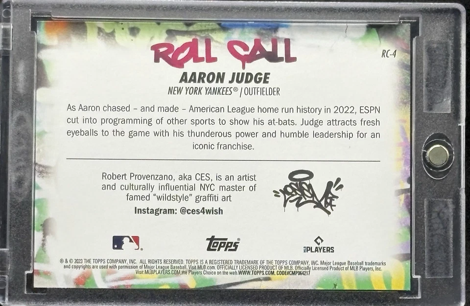 Aaron Judge RARE GRAFFITI NAME PLATE INVESTMENT CARD TOPPS  YANKEES MVP MINT - Image 2 of 2
