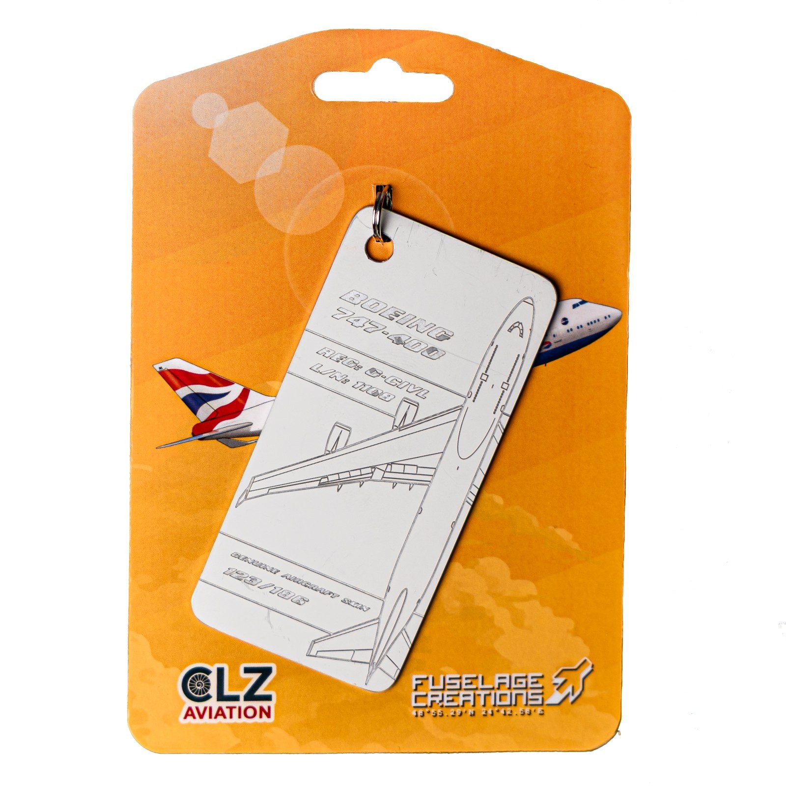 British Airways Boeing 747-400 G-CIVL Aircraft Skin Tag Fuselage Creations WHITE