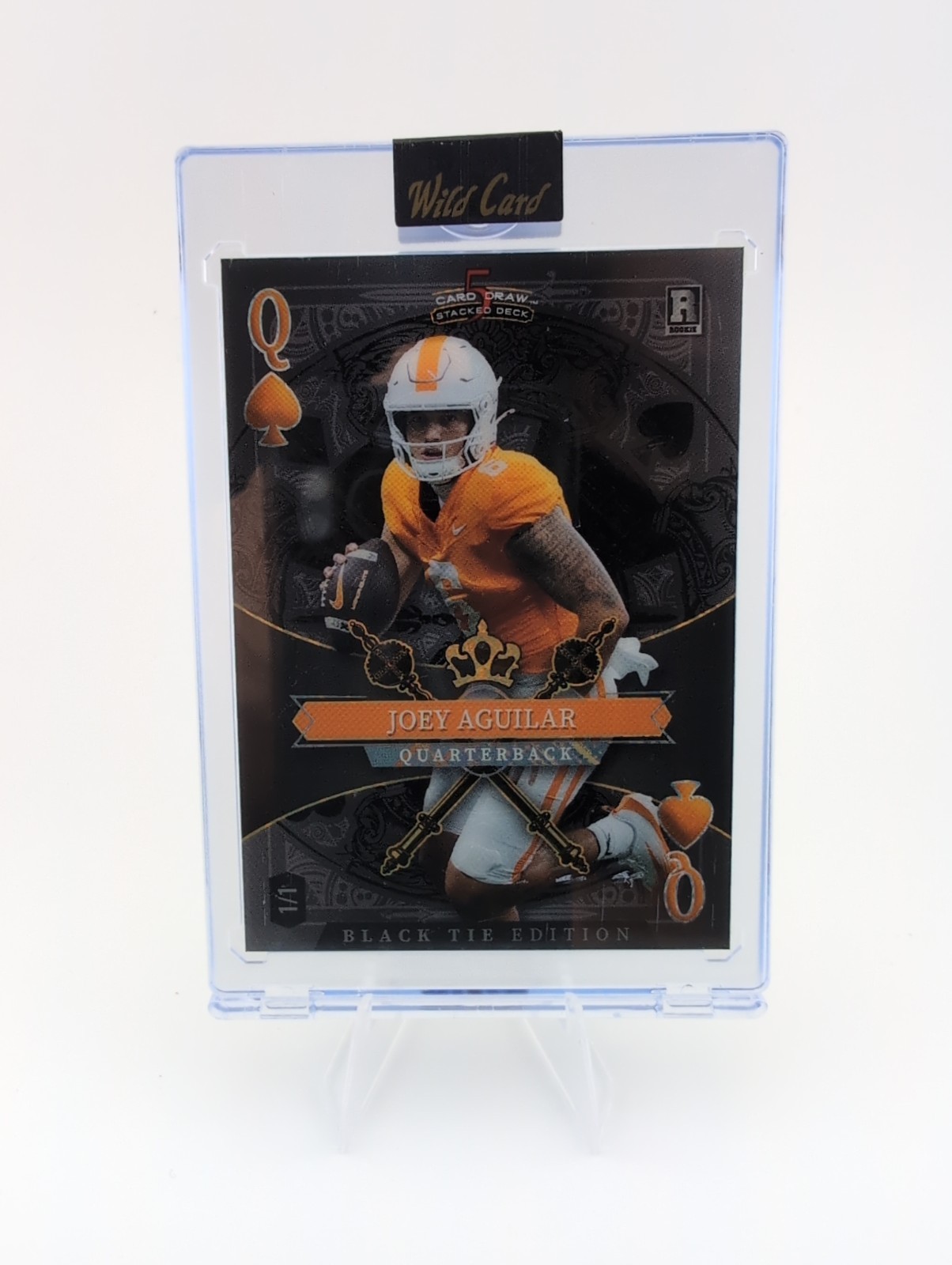 Joey Aguilar 2026 Wild Card Draw Black Queen Hearts Black Tie Rookie RC 1/1