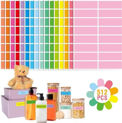 512 Color Coding Labels, 16 Colors Blank Stickers Mini Rectangular Labels 3 x1 ''