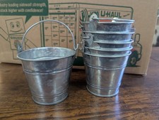 6 Pack Small Galvanized Metal Buckets with Handles, Mini Tin Pails Party Favors