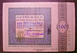 347) Memmingen Stadt ★★★ 100 Milliarden Mark 1. Nov. 1923 ★★★