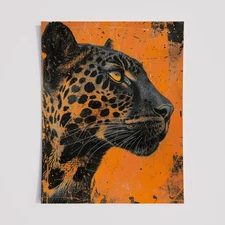 Fierce Leopard Wall Art Print – Modern Jungle Cat Portrait - Wildlife Poster