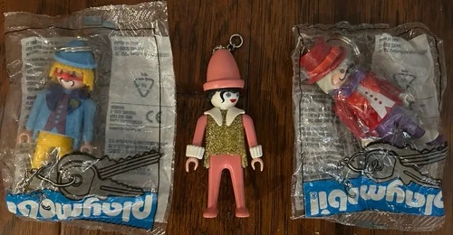 Playmobil Circus Ringmaster And Clowns 3 Keyring Keychain Vintage