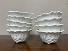 Set of 9 - Vintage Indiana Milk Glass White Cabbage Rose Leaf Footed Bowls