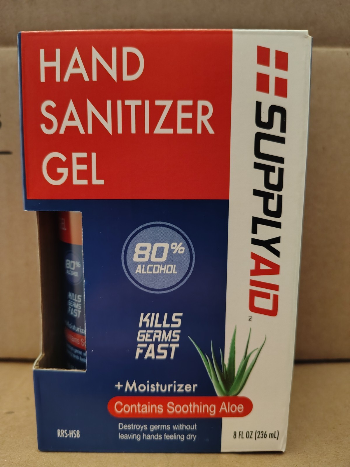 Hand Sanitizer SUPPLYAID 80% Alcohol + Moisturizer Aloe Gel  236 ml 8 oz NEW