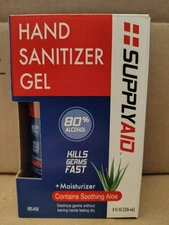 Hand Sanitizer SUPPLYAID 80% Alcohol + Moisturizer Aloe Gel  236 ml 8 oz NEW