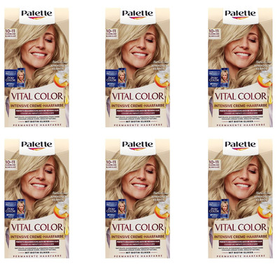 6x Palette Vital Color Intensive Creme-Haarfarbe 10-11 Silberblond, 115ml
