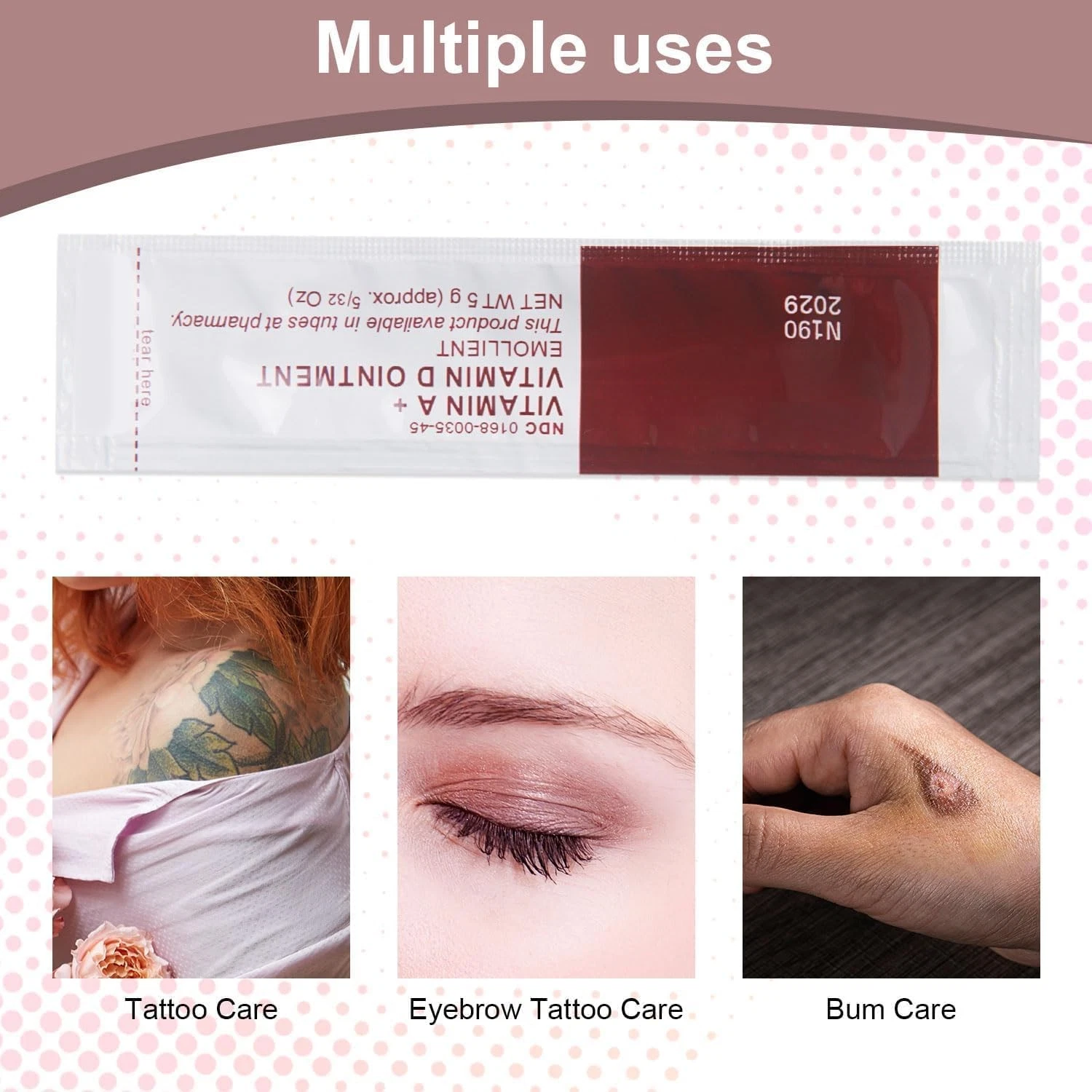 Tattoo Scar Repair Gel 50Pcs -Vitamin AandD Ointment for Tattoo Aftercare,Dry... image 4