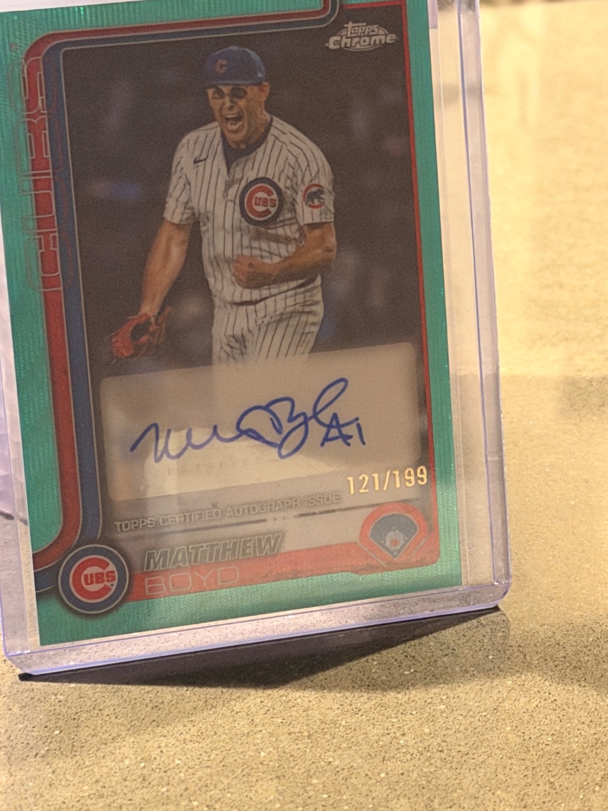 2025 Topps Chrome Auto Matthew Boyd #AC-MB Aqua Wave Refractor /199 Cubs