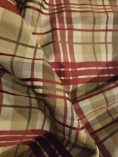 Creme Burgundy and Tan Plaid Home D cor Fabric